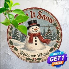 Classic Christmas Holiday Theme Round Metal Tin Sign Seasonal Home Wall Decor picture