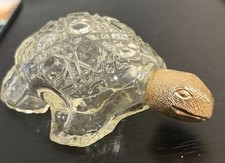 Vintage Avon Turtle Perfume Bottle glass with gold head- empty picture