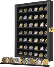 Military Challenge Coin Display Case Lockable Cabinet Rack Holder Shadow Box wit picture
