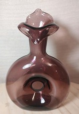 Vintage Blenko Amethyst Hand-Blown Glass Vase MCM Faint Signature Glossy  picture