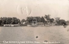 The Landing, Lake Orion MI Michigan 1916 RPPC Photo Postcard COPY picture