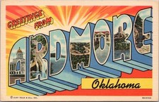 Vintage ARDMORE Oklahoma Large Letter Greetings Postcard Curteich Linen picture