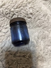 Vintage cobalt blue Vicks Vaporub jar, small blue glass jar picture