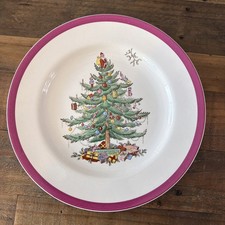 Copeland Spode Christmas Tree Cranberry Rim Collector Plate England picture