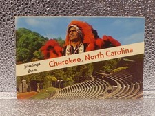 Greetings From Cherokee North Carolina Indian Reservation Topographical Postcard picture