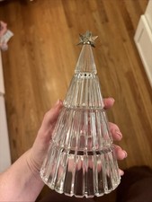 Vintage Style Clear Glass Christmas Tree 7.5” Ribbed Star Topper Holiday Decor picture