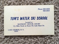 Vintage Tom's Water Ski School Lake George NY Business Advertising Card Rates  picture