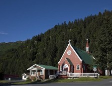 Seward Alaska St. Peter's Episcopal Church 2008 Red Church Mountain View picture