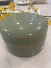 Baan Celadon Green  Ceramic Glazed Round Jewelry Jar With Lid  picture