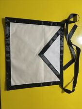MASONIC HUB FUNERAL 100% WHITE Cotton Duck Cloth Apron Pack Of 12 - Black Ribbon picture