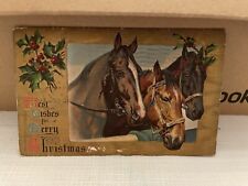 Vtg Postcard Embossed Christmas Three Horses  picture