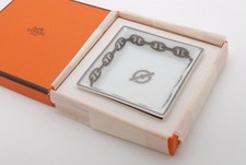 Hermes Ashtray Chaine D'Ancre Porcelain Accessory Tray Plate Cigar Auth w/ box picture