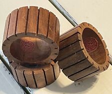 Vtg 3 Piece Solid Wood Grooved Napkin Rings Mod Made in India IEH Quality Mark  picture