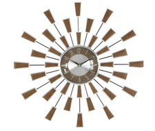 Large Starburst Wall Clock Metal Analog Mid Century Modern Vintage Style Decor picture