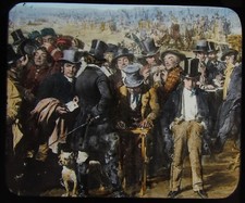 Glass Magic Lantern Slide SOWING & REAPING C1890 VICTORIAN DRAWING RACING ? picture