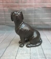 VINTAGE CHOCOLATE/BLACK LABRADOR CAST IRON DOG FIGURINE picture