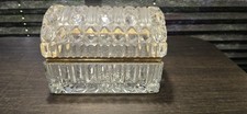 Baccarat Style Hollywood Regency Cut Glass Trinket Box Domed Hinged Lid 5 lb11oz picture