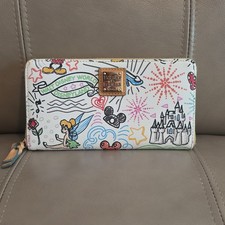 Dooney & Bourke Disney Mickey Mouse Tinker Bell Large Zip-Around Wallet White picture