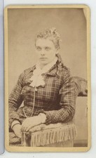 Young Woman Checker Dress CDV Carte De Visite c1880 picture