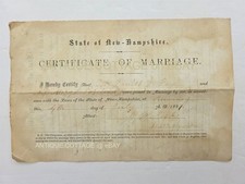 1867 antique MARRIAGE CERTIFICATE canaan nh DANIEL PAGE to MARY LOVELAND picture