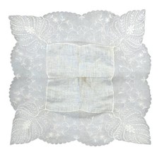 Vintage Appenzell White Floral Linen Lace Handkerchief Momento picture
