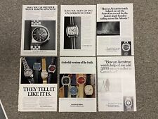 1970s Accutron by Bulova Watch Print Ad Lot of 6 - 10 x 7 picture