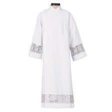 Latin Cross Lace Insert Front Wrap Alb Polyester Small Size Church Vestment picture