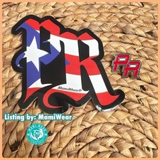 Puerto Rico Flag PR Sticker 4” x 4” & PR Enamel Pin 2-Piece Bundle picture