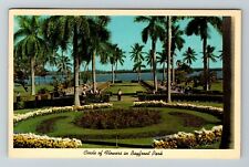 Miami FL-Florida, Circle Of Flowers, Bayfront Park  Vintage Souvenir Postcard picture