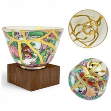Kintsugi Cup Famille Rose Porcelain Gold Crack Art Personal Growth Gift picture