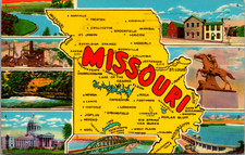 Vintage Missouri Map Postcard - Curt Teich Linen, 1964 Posted picture