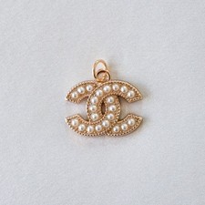 Chanel Zipper Pull Pendant, White Pearls, Gold, 22mm, Stamped picture