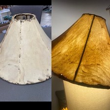 Vtg Southwestern Rawhide Leather Lamp Shade 22” At Bottom Handmade Rustic Cabin picture