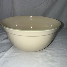 Huge Pfaltzgraff Ceramic Five-Quart  Mixing Bowl Cream With Green Rim EUC picture