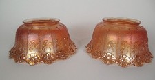 Pr. Rare Vintage Northwood Daisy Chain Marigold Carnival Glass 4