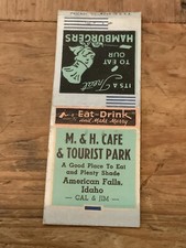 M & H Cafe & Tourist Park American Falls Idaho ID Vintage Bobtail Matchcover picture