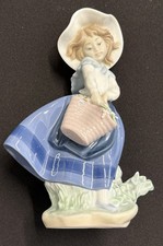 Lladro 5222 Pretty Pickings Girl with Flowers Porcelain Figurine - MINT w/ Box picture