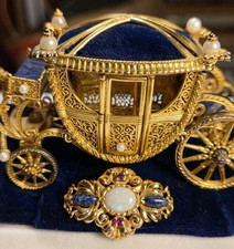 The Igor Carl Faberge Imperial Wedding Coach 1985 #276 Including 18k Gold Brooch picture
