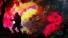 astronaut spaceship lake colorful reflection military aircraft 11x17 Poster picture
