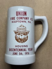 Vintage 1976 Smokey The Bear Mug Union Fire Kulptown PA ~16 Oz Ceramarte picture