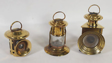 Vintage Three Different Mini Brass & Glass Mining / Railroad Lanterns picture