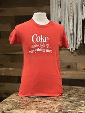 COCA COLA 1970s VTG SINGLE STITCH Coke Adds Life Hanes T Shirt L-Fits S/M picture
