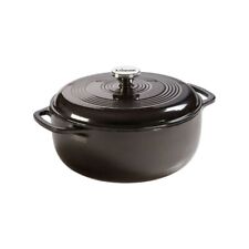 Lodge 6Quart Cast Iron Enamel Dutch Oven For Marinate Cook Bake, Midnight Chrome picture