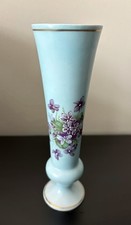 Norleans Blue Porcelain Vase With Hand Painted Purple Violets 8” Japan picture
