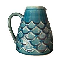 Teal Blue Scallop Ceramic Juice Water Pitcher Hobby Lobby Hamptons picture