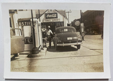 Vtg 1941 Indiana Gas Station Snapshot Coca Cola Sign 1941 Chevy Car Pump picture