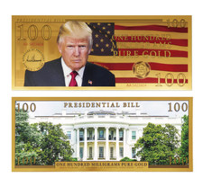 RARE DONALD TRUMP 24K GOLD AURUM® COLLECTIBLE NOTE – PURE GOLD COMMEMORATIVE picture