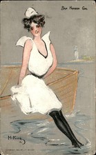 Bathing Beauty Bar Harbor Girl c1907 Vintage Postcard picture