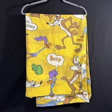 Warner Bros Wile E. Coyote & Roadrunner Yellow Flat Sheet. Twin size  picture