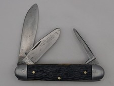 Vintage 1940s-60s Unbranded Contract Stockman Pocket Knife Genuine Black picture